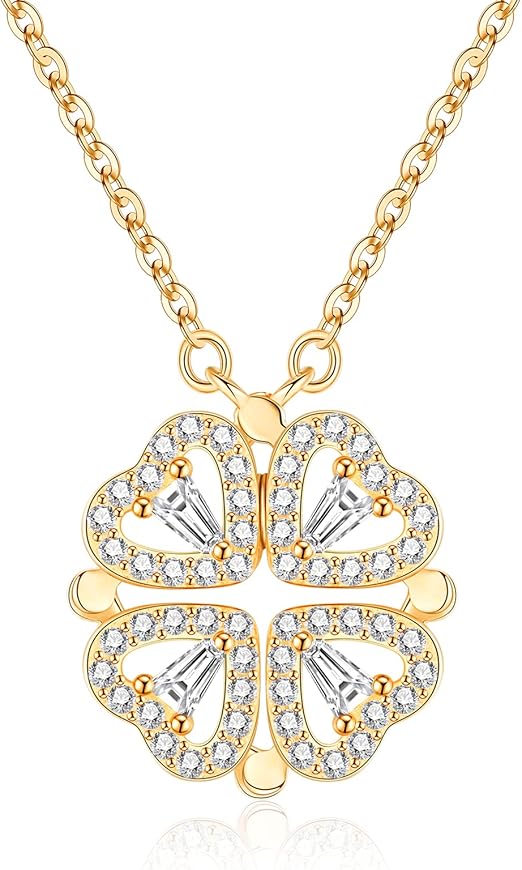 Collar de trébol de cuatro hojas en forma de corazón MagicHeart
